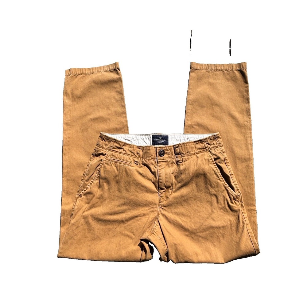 American Eagle Khaki Pants Brown Classic Tan Original Straight Casual Mens 30x32